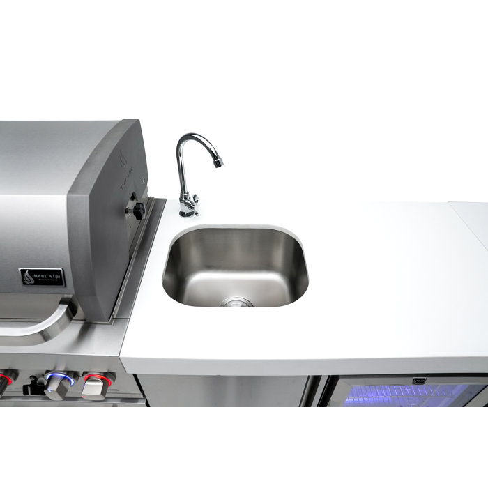 Mont Alpi 4Burner 78000 BTU Deluxe Stainless Steel Outdoor Island Barbecue Grill + Beverage